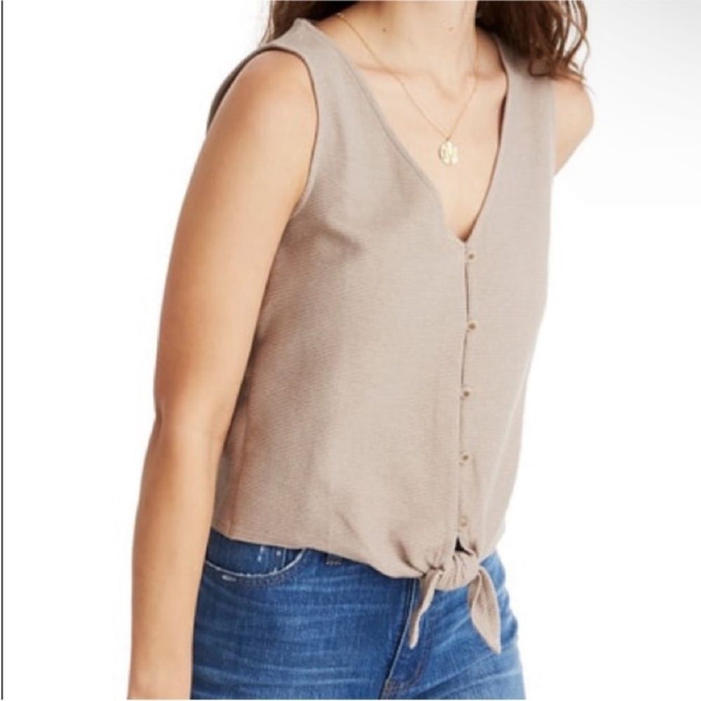 Madewell Texture & Thread Button Front Tie Tank 423